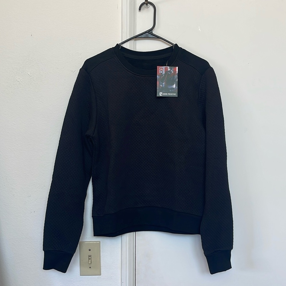 Women's Black Quilted Crewneck Sweater